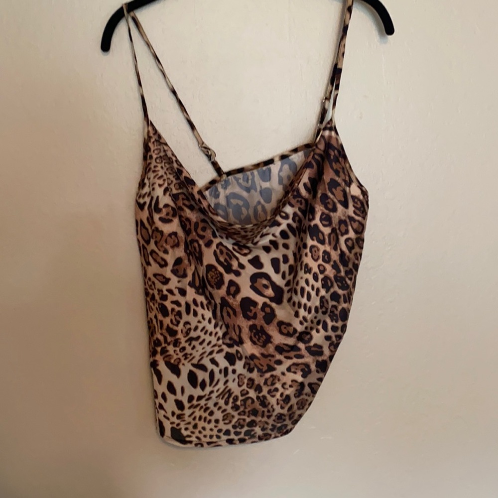 Silk cheetah print tank top